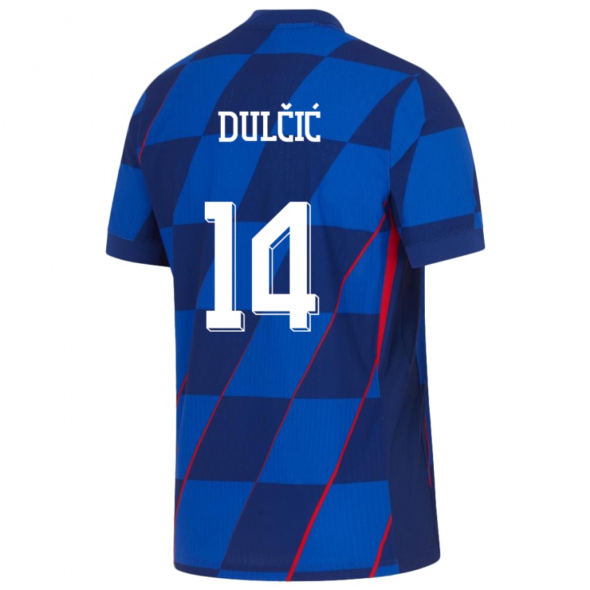 Børn Kroatien Antonia Dulcic #14 Blå Udebane Spillertrøjer 24-26 Trøje T-Shirt