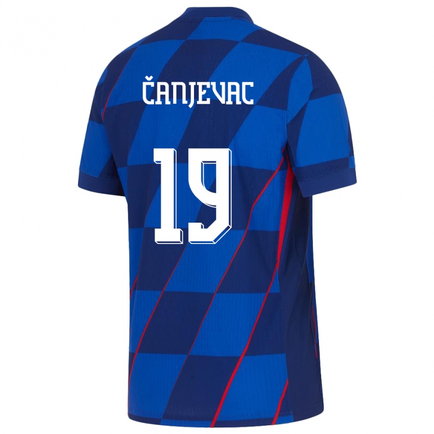 Børn Kroatien Janja Canjevac #19 Blå Udebane Spillertrøjer 24-26 Trøje T-Shirt