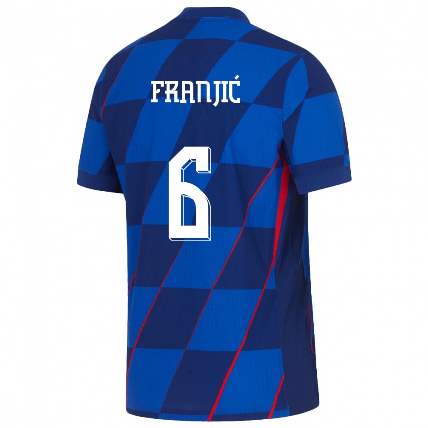 Børn Kroatien Bartol Franjic #6 Blå Udebane Spillertrøjer 24-26 Trøje T-Shirt