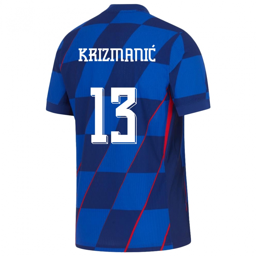 Børn Kroatien Kresimir Krizmanic #13 Blå Udebane Spillertrøjer 24-26 Trøje T-Shirt