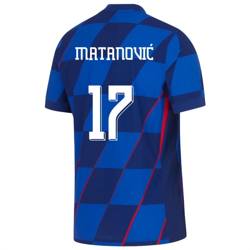 Børn Kroatien Igor Matanovic #17 Blå Udebane Spillertrøjer 24-26 Trøje T-Shirt