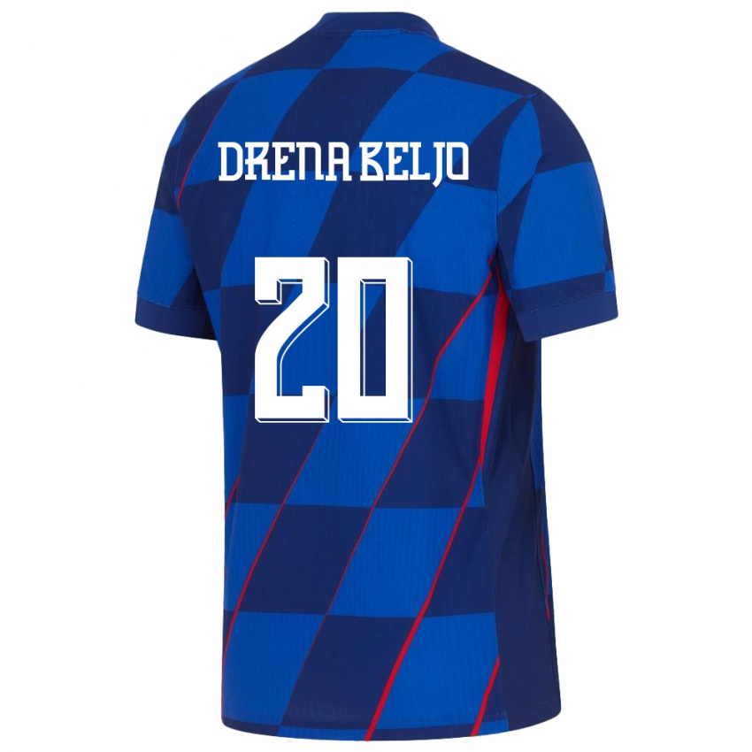 Børn Kroatien Dion Drena Beljo #20 Blå Udebane Spillertrøjer 24-26 Trøje T-Shirt