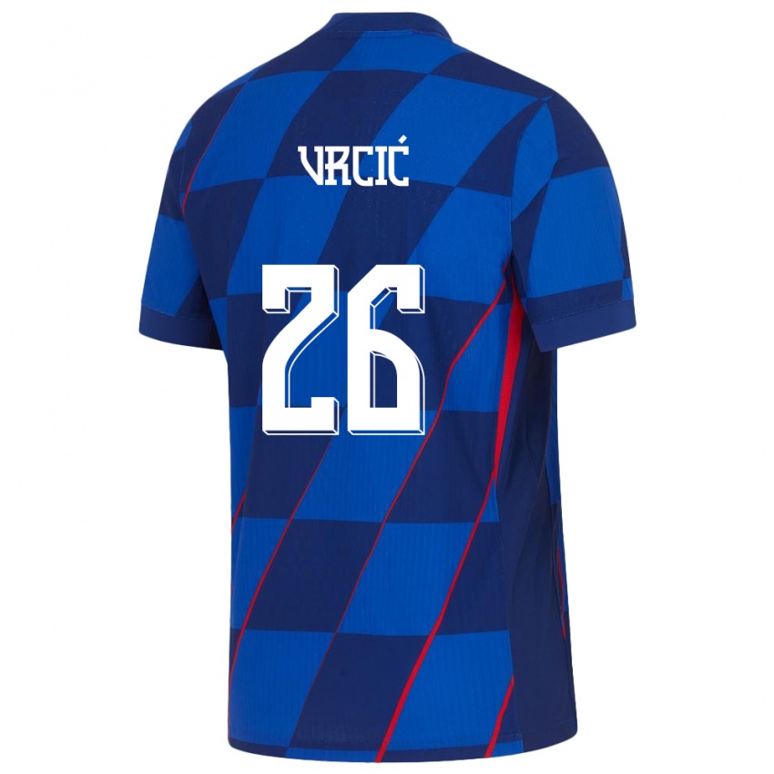 Børn Kroatien Jere Vrcic #26 Blå Udebane Spillertrøjer 24-26 Trøje T-Shirt