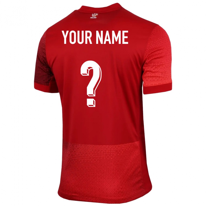 Børn Polen Dit Navn #0 Rød Udebane Spillertrøjer 24-26 Trøje T-Shirt