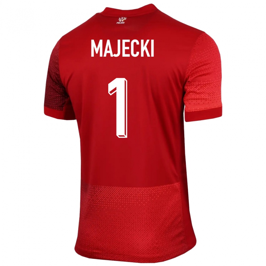 Børn Polen Radoslaw Majecki #1 Rød Udebane Spillertrøjer 24-26 Trøje T-Shirt