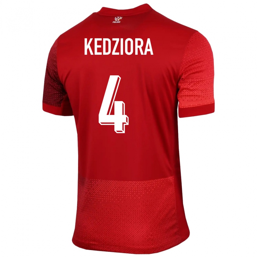 Børn Polen Tomasz Kedziora #4 Rød Udebane Spillertrøjer 24-26 Trøje T-Shirt