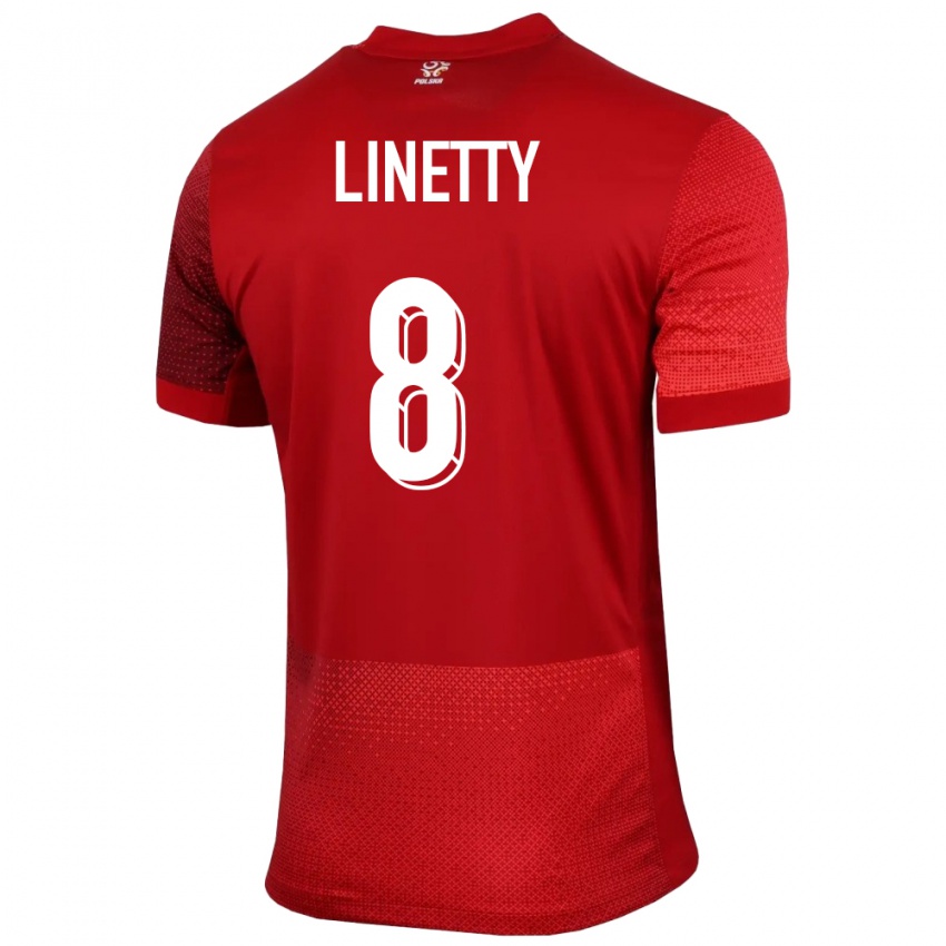 Børn Polen Karol Linetty #8 Rød Udebane Spillertrøjer 24-26 Trøje T-Shirt