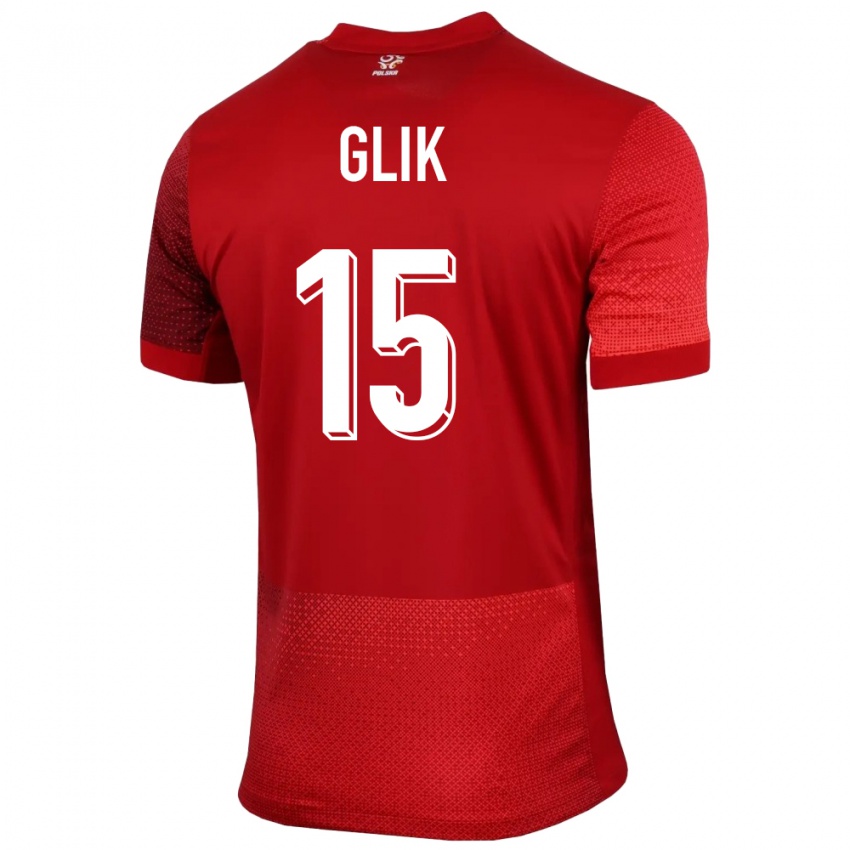 Børn Polen Kamil Glik #15 Rød Udebane Spillertrøjer 24-26 Trøje T-Shirt