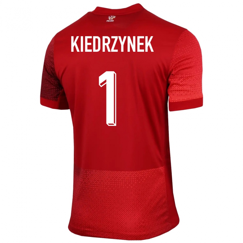 Børn Polen Katarzyna Kiedrzynek #1 Rød Udebane Spillertrøjer 24-26 Trøje T-Shirt