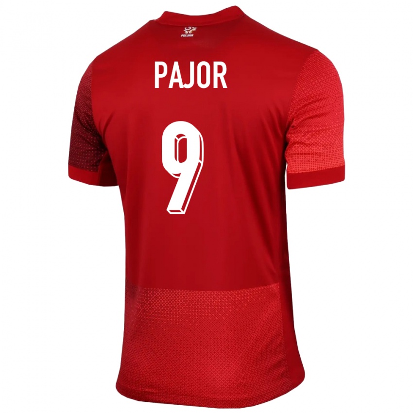 Børn Polen Ewa Pajor #9 Rød Udebane Spillertrøjer 24-26 Trøje T-Shirt