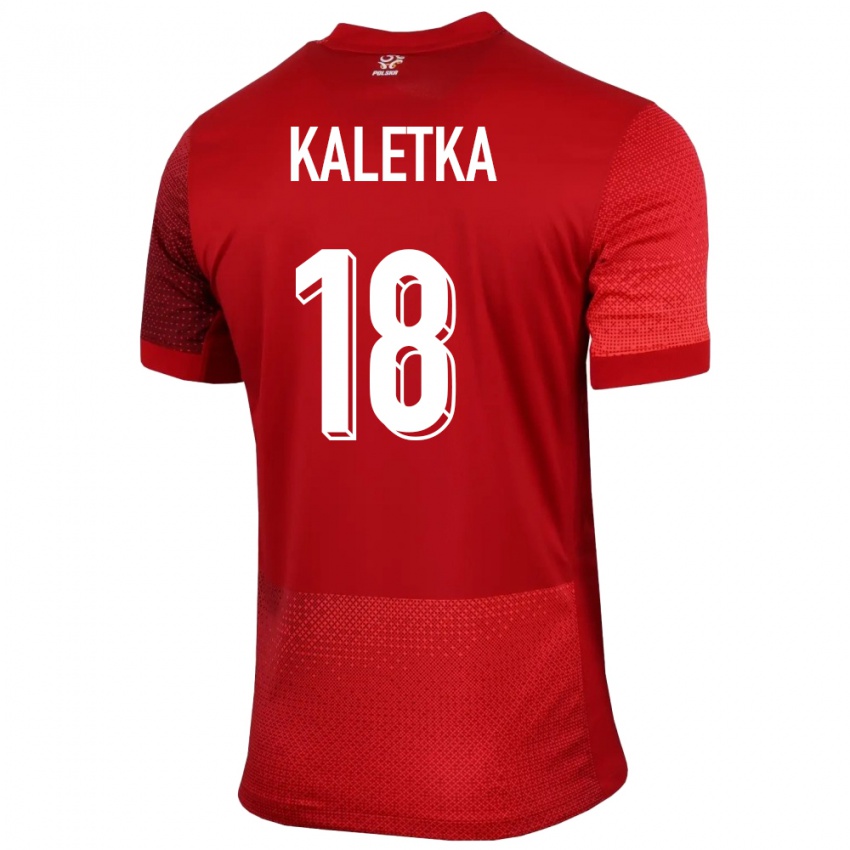 Børn Polen Nikol Kaletka #18 Rød Udebane Spillertrøjer 24-26 Trøje T-Shirt