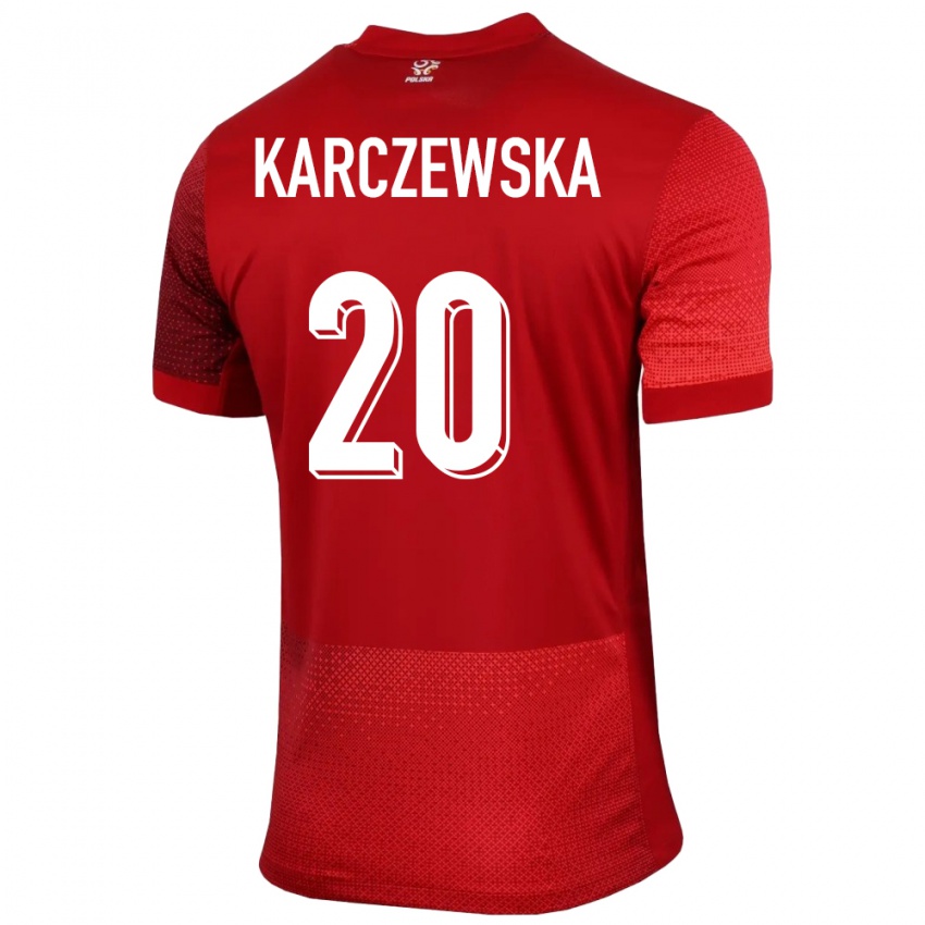 Børn Polen Nikola Karczewska #20 Rød Udebane Spillertrøjer 24-26 Trøje T-Shirt