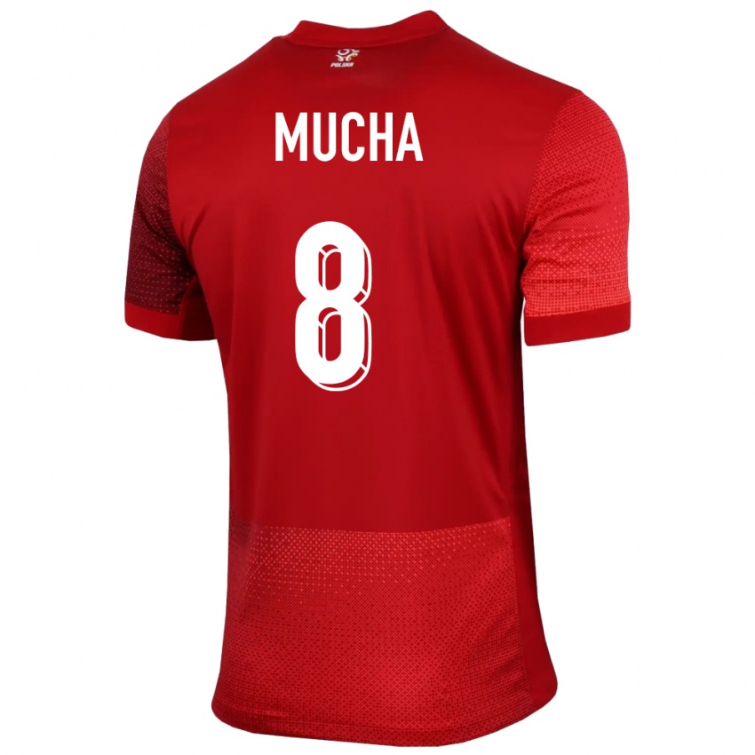 Børn Polen Szczepan Mucha #8 Rød Udebane Spillertrøjer 24-26 Trøje T-Shirt