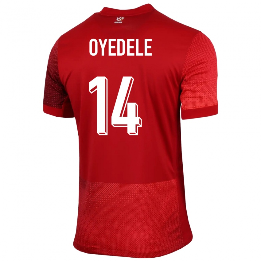 Børn Polen Maximillian Oyedele #14 Rød Udebane Spillertrøjer 24-26 Trøje T-Shirt
