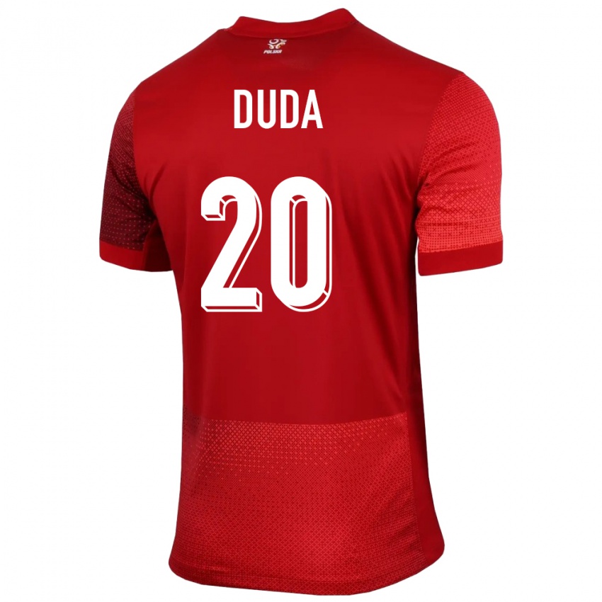 Børn Polen Kacper Duda #20 Rød Udebane Spillertrøjer 24-26 Trøje T-Shirt