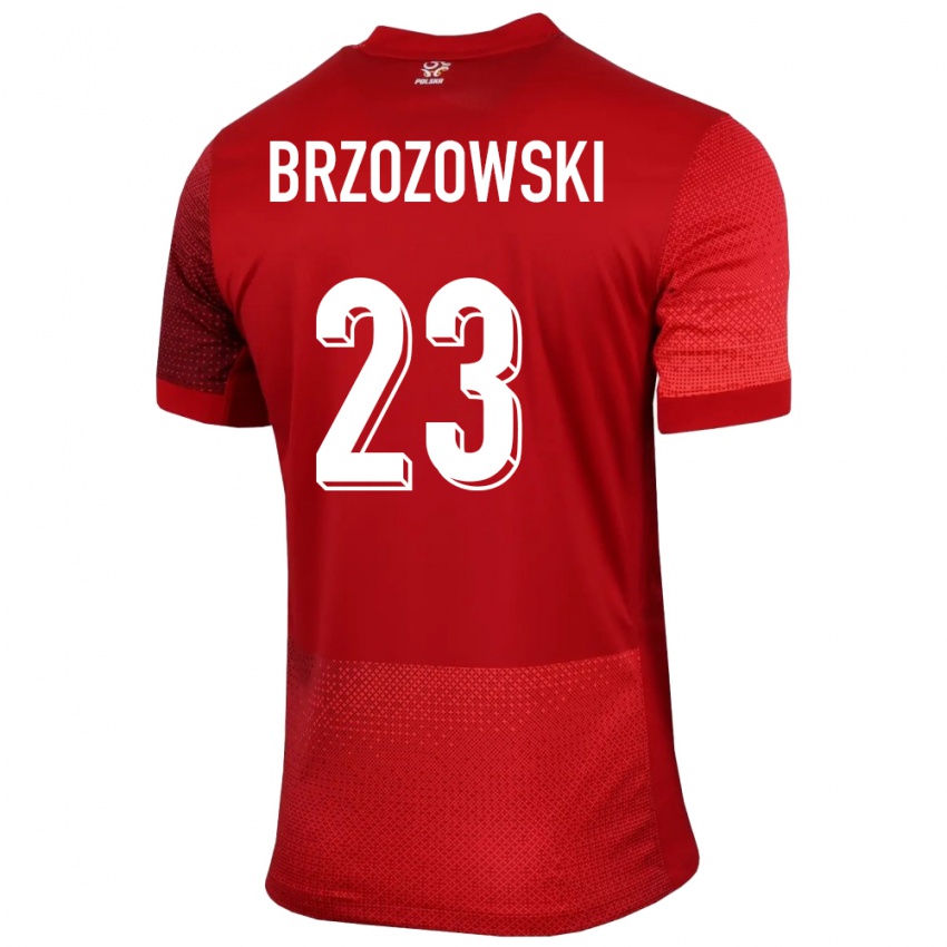 Børn Polen Milosz Brzozowski #23 Rød Udebane Spillertrøjer 24-26 Trøje T-Shirt