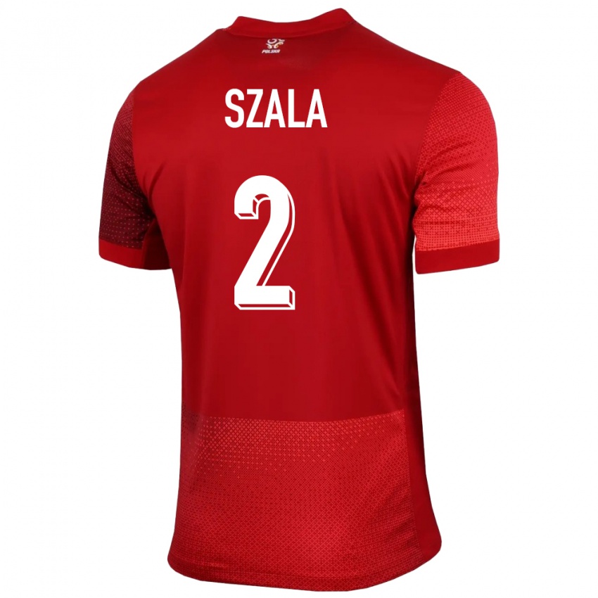Børn Polen Dominik Szala #2 Rød Udebane Spillertrøjer 24-26 Trøje T-Shirt