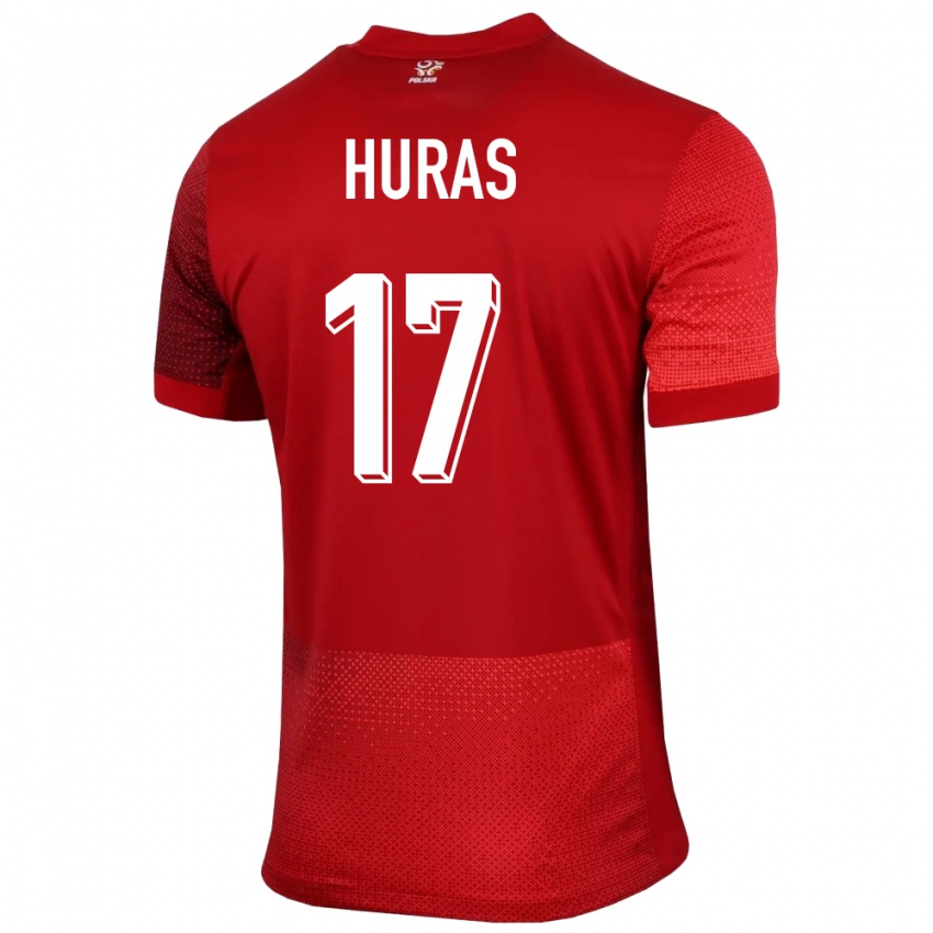 Børn Polen Mike Huras #17 Rød Udebane Spillertrøjer 24-26 Trøje T-Shirt
