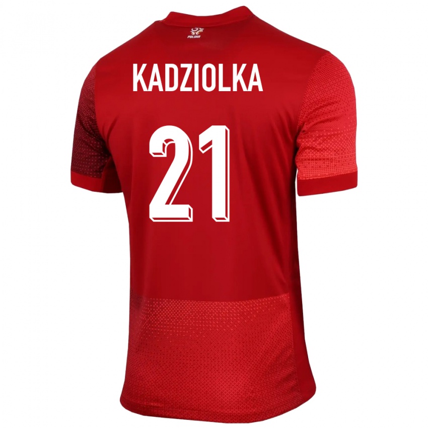 Børn Polen Szymon Kadziolka #21 Rød Udebane Spillertrøjer 24-26 Trøje T-Shirt