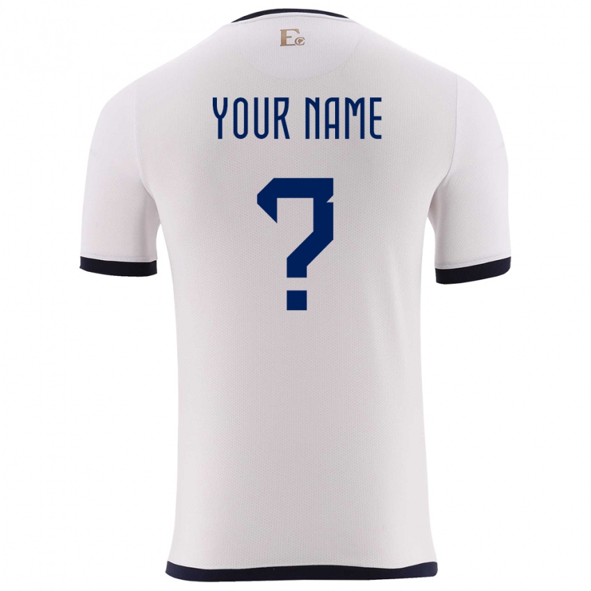 Børn Ecuador Dit Navn #0 Hvid Udebane Spillertrøjer 24-26 Trøje T-Shirt