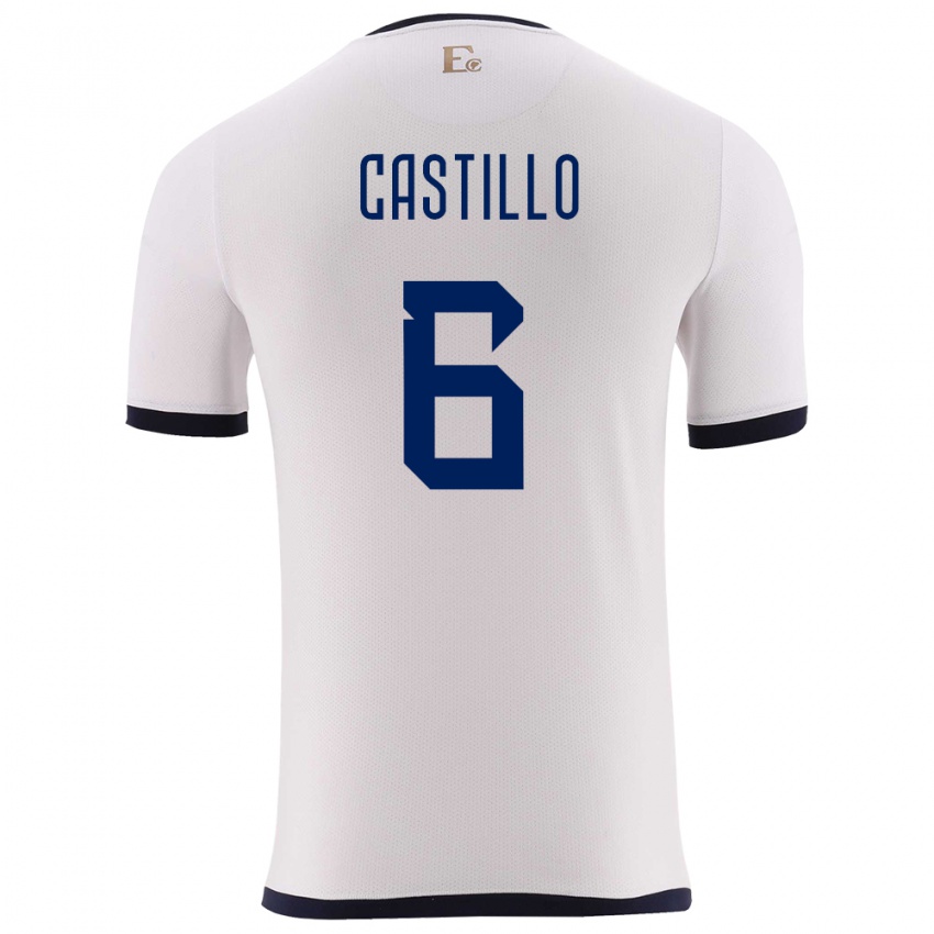 Børn Ecuador Byron Castillo #6 Hvid Udebane Spillertrøjer 24-26 Trøje T-Shirt