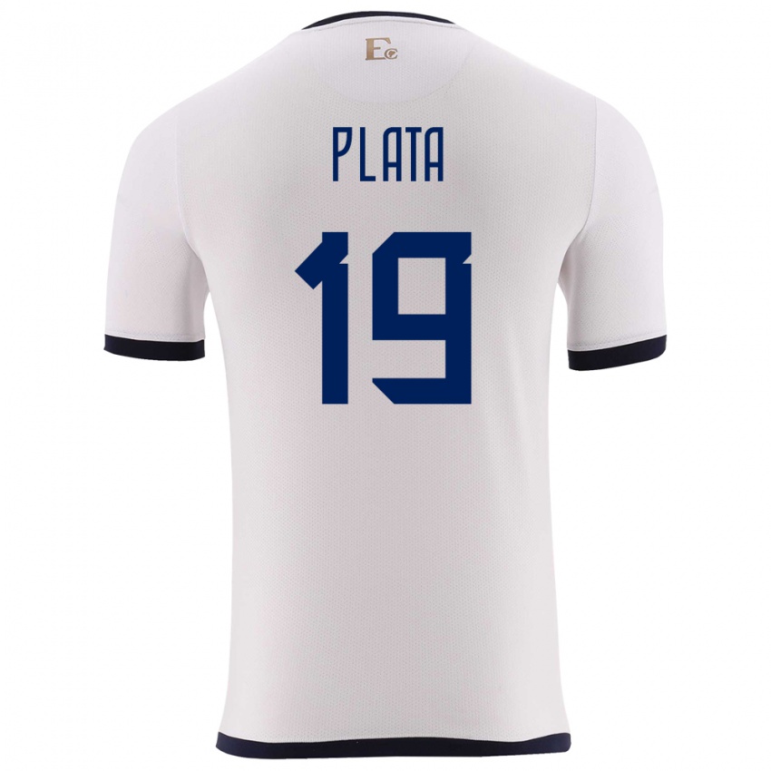 Børn Ecuador Gonzalo Plata #19 Hvid Udebane Spillertrøjer 24-26 Trøje T-Shirt
