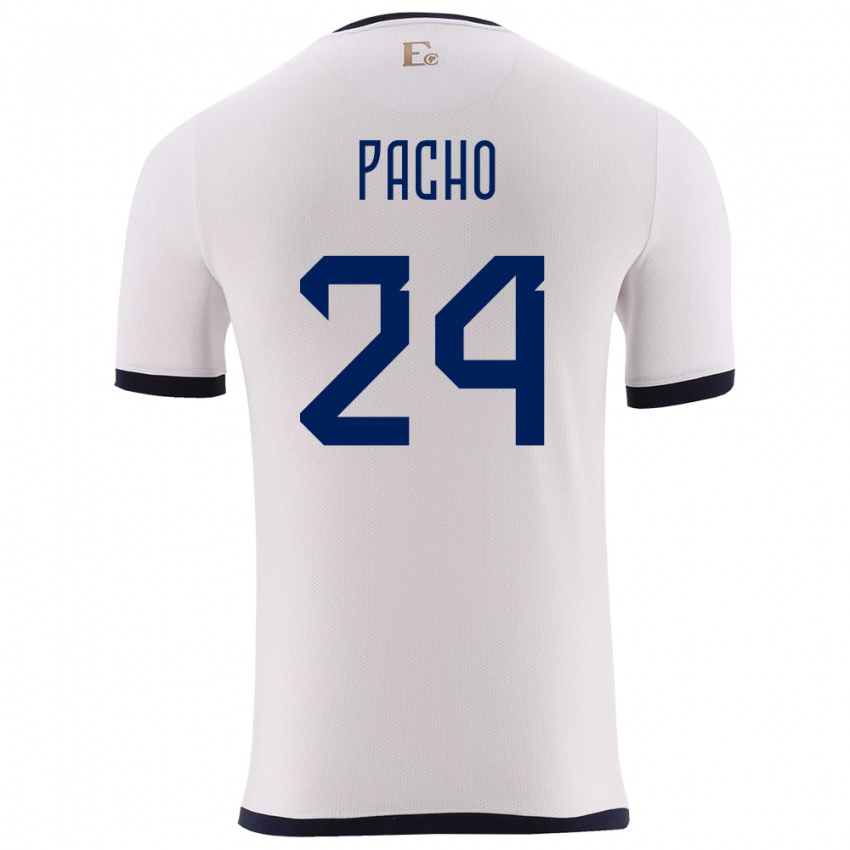 Børn Ecuador William Pacho #24 Hvid Udebane Spillertrøjer 24-26 Trøje T-Shirt