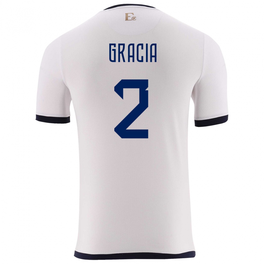 Børn Ecuador Ericka Gracia #2 Hvid Udebane Spillertrøjer 24-26 Trøje T-Shirt