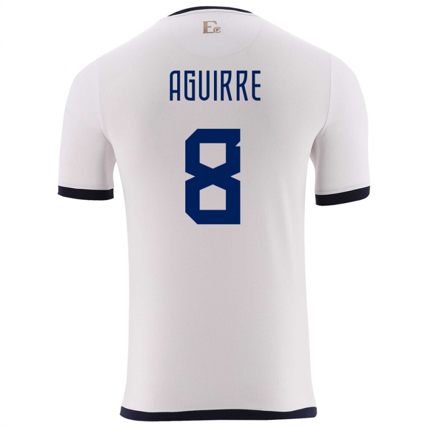 Børn Ecuador Marthina Aguirre #8 Hvid Udebane Spillertrøjer 24-26 Trøje T-Shirt