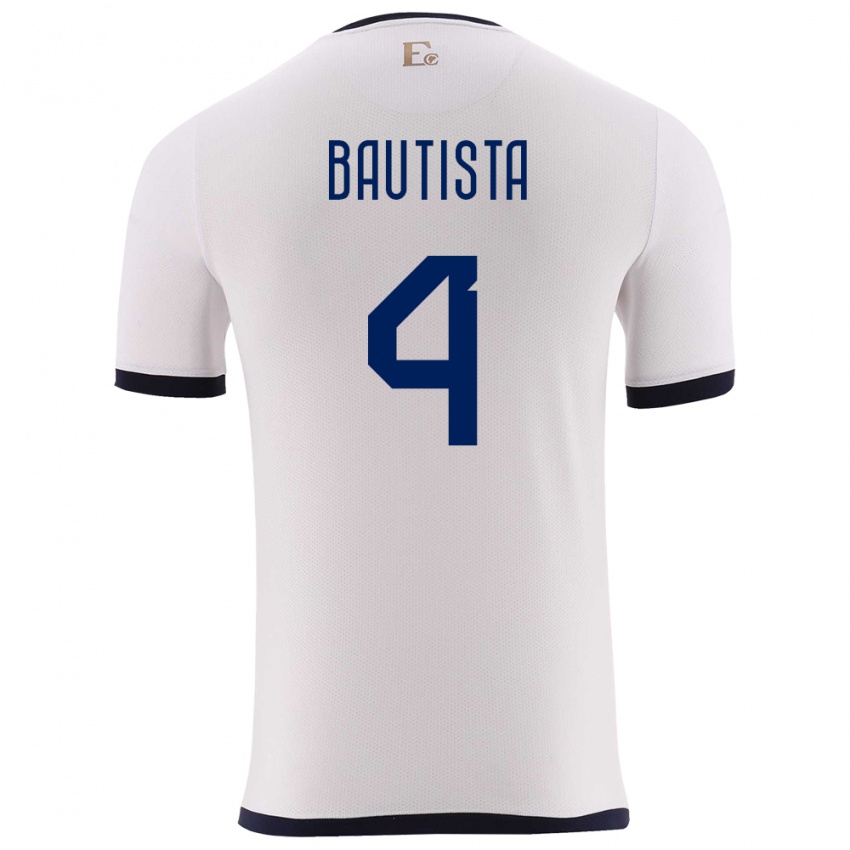 Børn Ecuador Davis Bautista #4 Hvid Udebane Spillertrøjer 24-26 Trøje T-Shirt