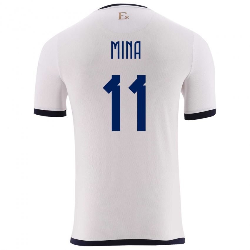 Børn Ecuador Ariel Mina #11 Hvid Udebane Spillertrøjer 24-26 Trøje T-Shirt