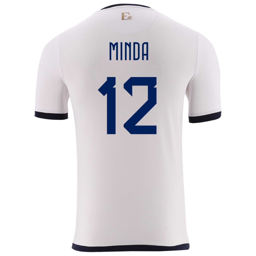 Børn Ecuador Ethan Minda #12 Hvid Udebane Spillertrøjer 24-26 Trøje T-Shirt