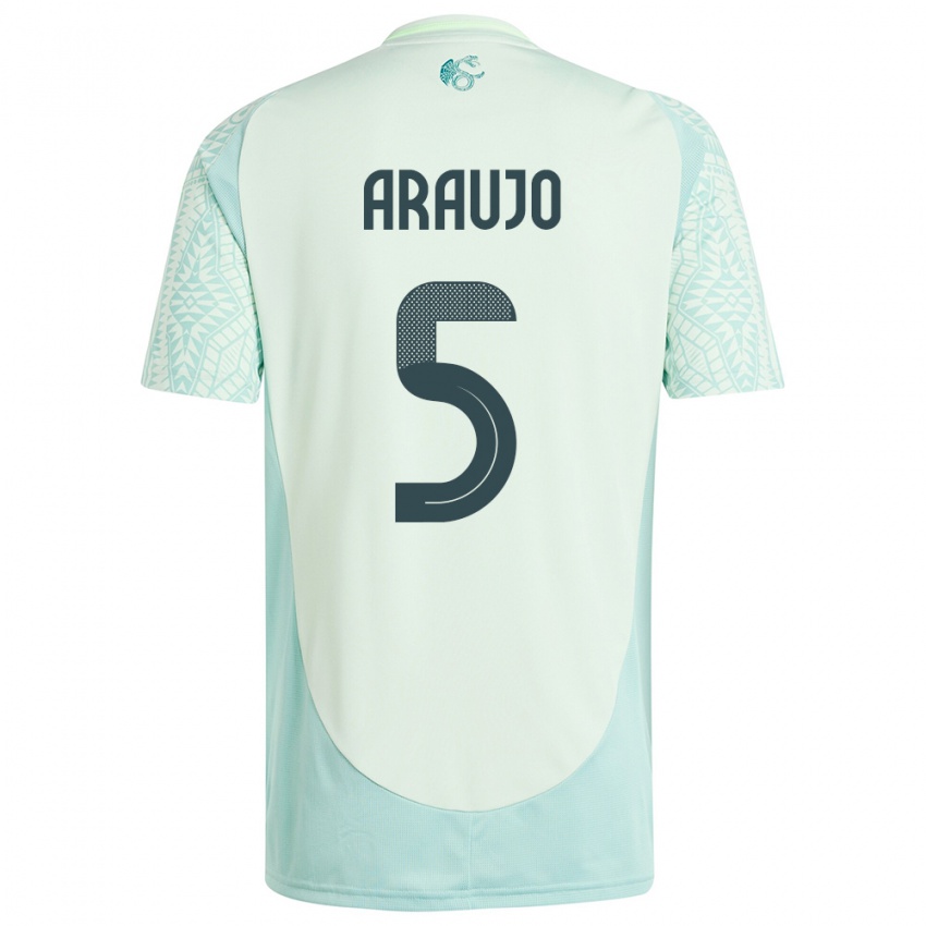 Børn Mexico Julian Araujo #5 Linen Grøn Udebane Spillertrøjer 24-26 Trøje T-Shirt