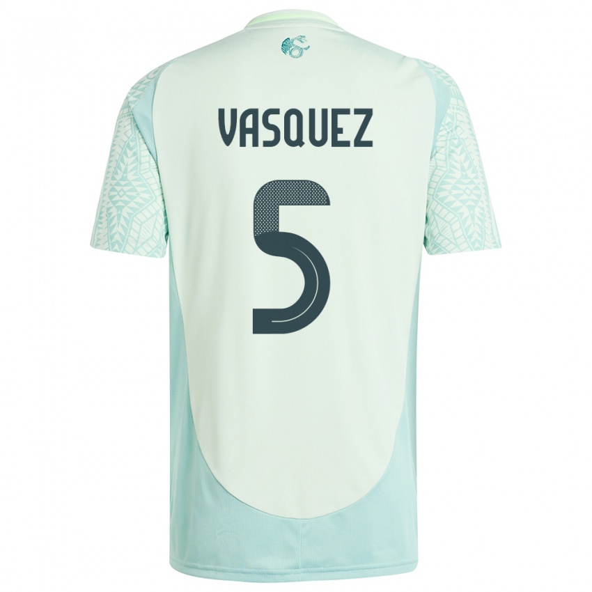 Børn Mexico Johan Vasquez #5 Linen Grøn Udebane Spillertrøjer 24-26 Trøje T-Shirt