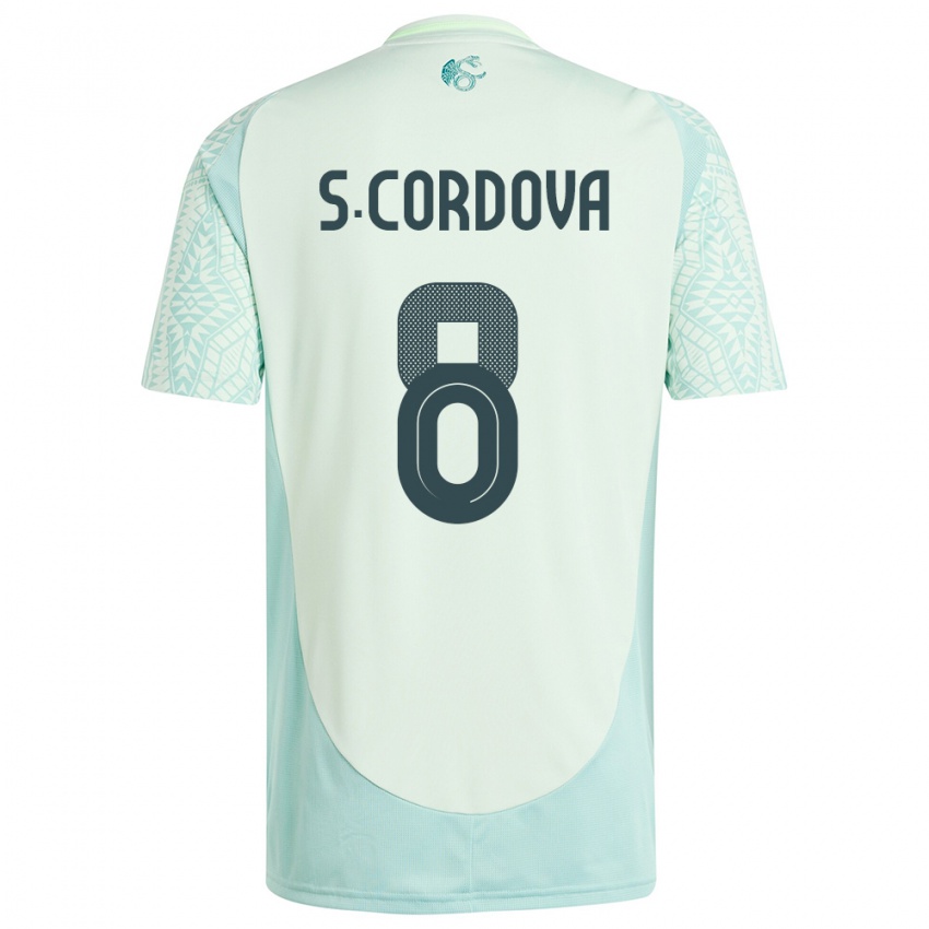 Børn Mexico Sebastian Cordova #8 Linen Grøn Udebane Spillertrøjer 24-26 Trøje T-Shirt