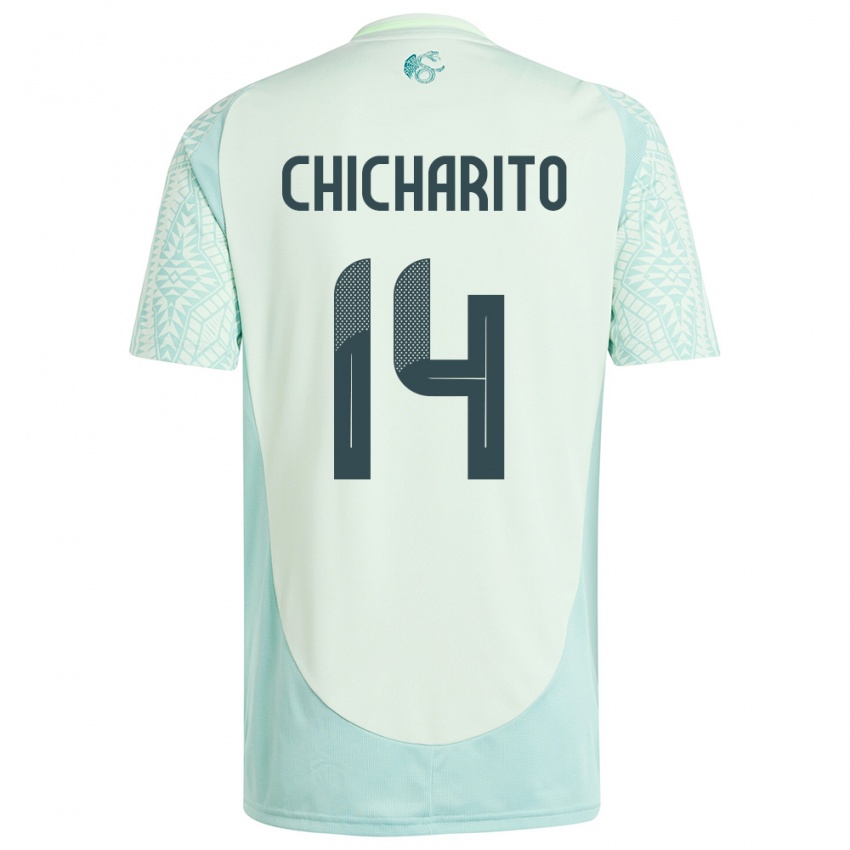 Børn Mexico Chicharito #14 Linen Grøn Udebane Spillertrøjer 24-26 Trøje T-Shirt