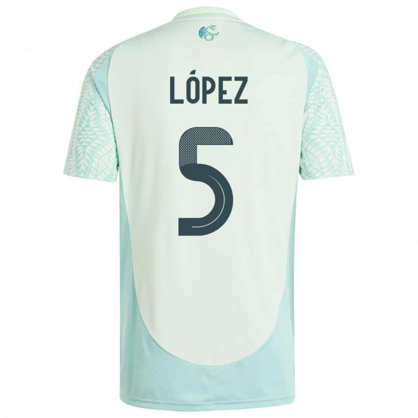 Børn Mexico Jimena Lopez #5 Linen Grøn Udebane Spillertrøjer 24-26 Trøje T-Shirt