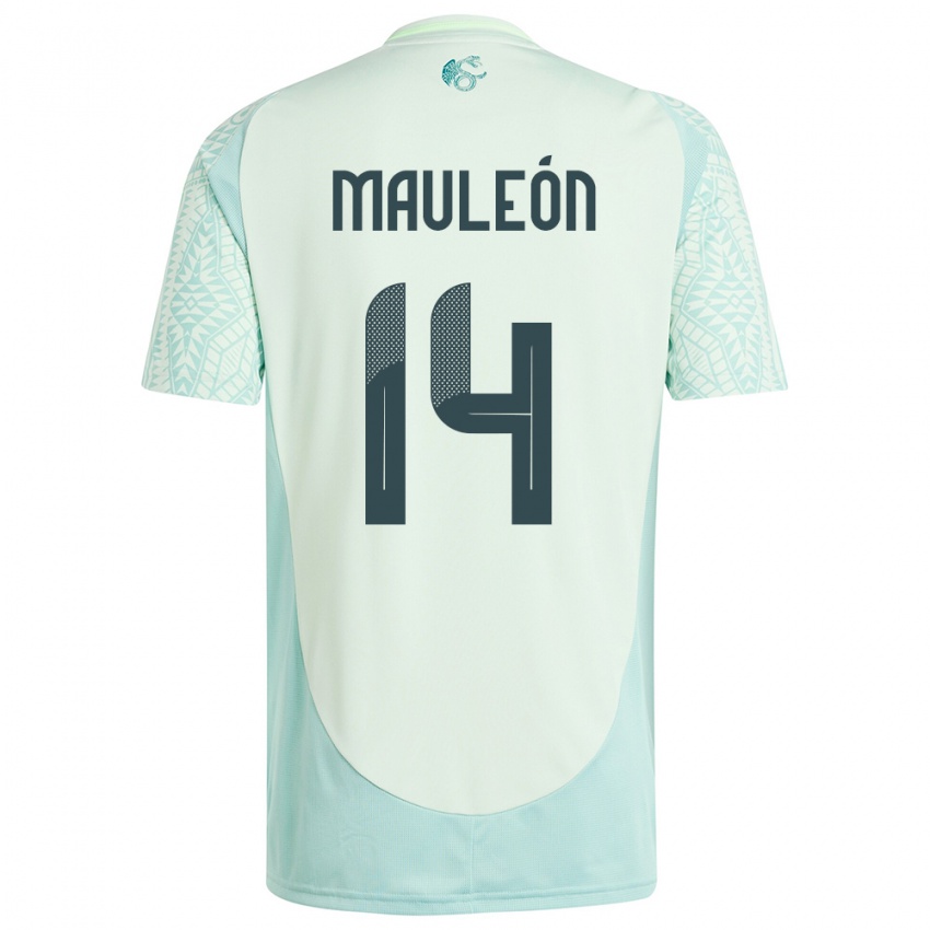 Børn Mexico Natalia Mauleon #14 Linen Grøn Udebane Spillertrøjer 24-26 Trøje T-Shirt
