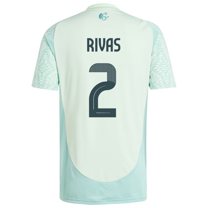 Børn Mexico Jesus Rivas #2 Linen Grøn Udebane Spillertrøjer 24-26 Trøje T-Shirt