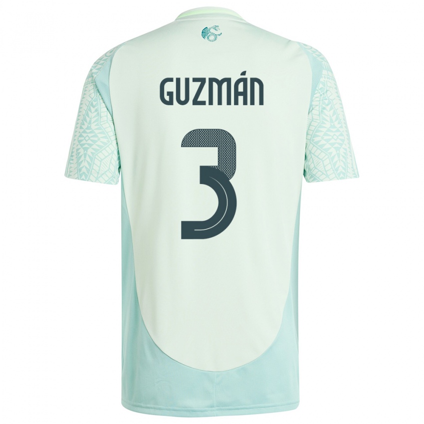 Børn Mexico Victor Guzman #3 Linen Grøn Udebane Spillertrøjer 24-26 Trøje T-Shirt