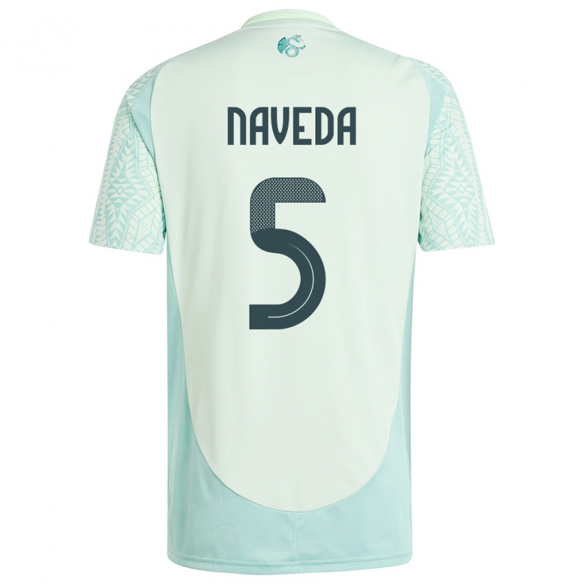Børn Mexico Santiago Naveda #5 Linen Grøn Udebane Spillertrøjer 24-26 Trøje T-Shirt