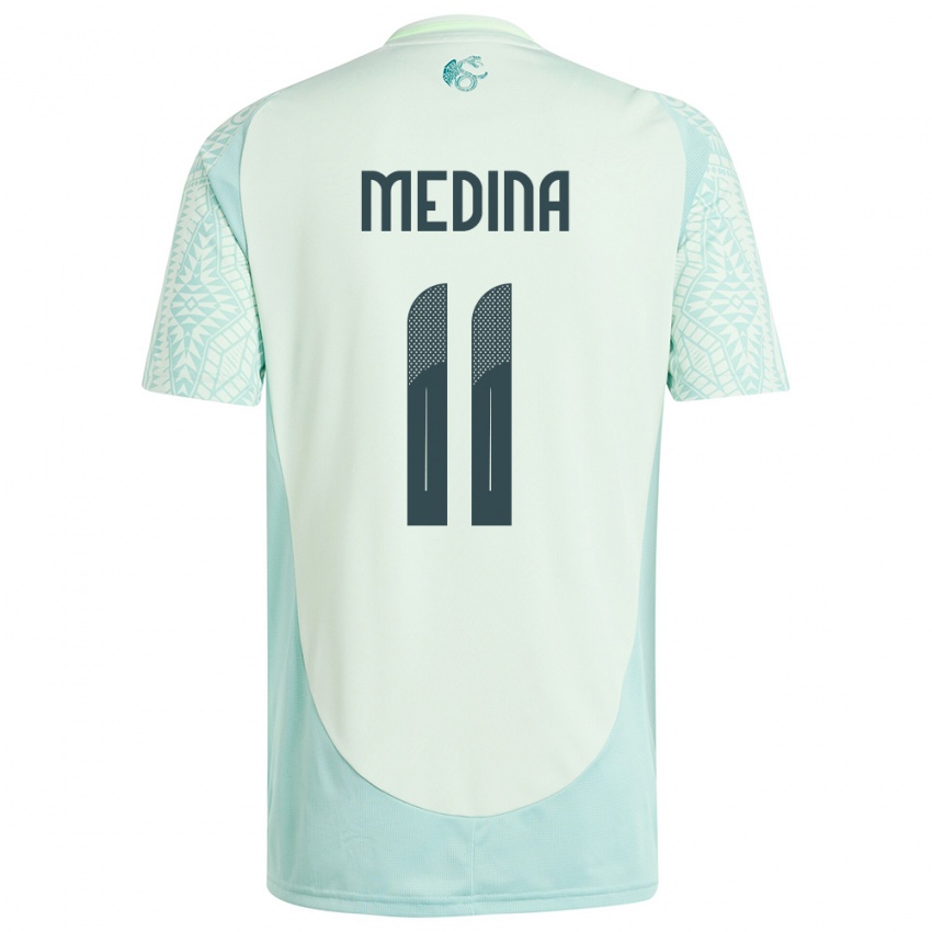 Børn Mexico Diego Medina #11 Linen Grøn Udebane Spillertrøjer 24-26 Trøje T-Shirt