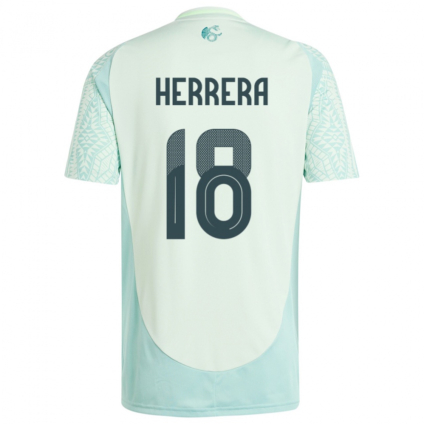 Børn Mexico Ozziel Herrera #18 Linen Grøn Udebane Spillertrøjer 24-26 Trøje T-Shirt