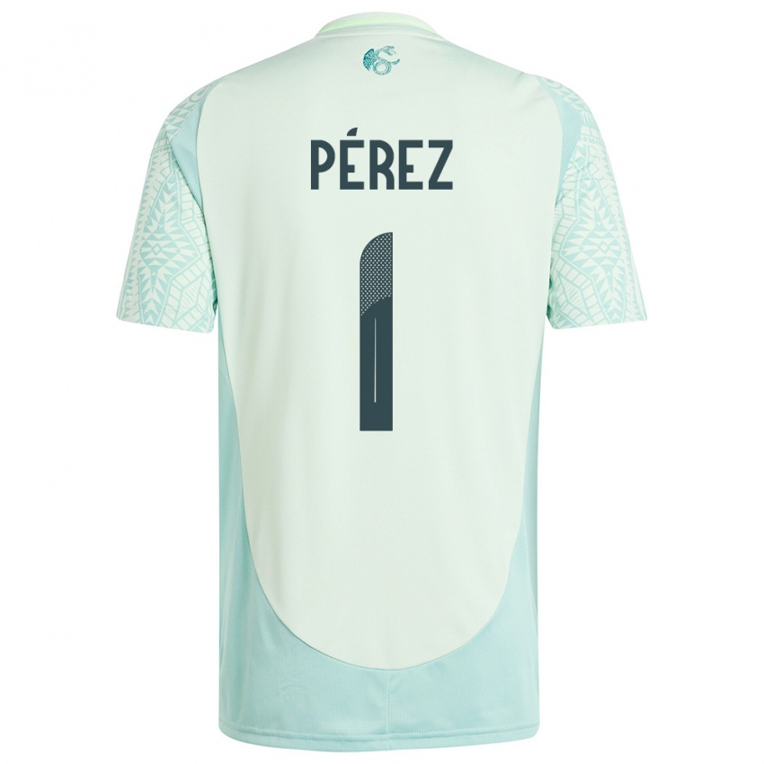Børn Mexico Emiliano Perez #1 Linen Grøn Udebane Spillertrøjer 24-26 Trøje T-Shirt