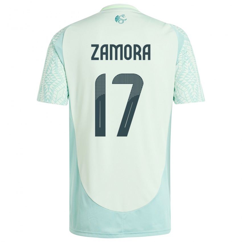 Børn Mexico Saul Zamora #17 Linen Grøn Udebane Spillertrøjer 24-26 Trøje T-Shirt