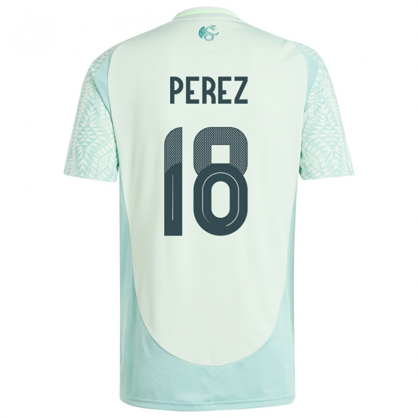 Børn Mexico Jonathan Perez #18 Linen Grøn Udebane Spillertrøjer 24-26 Trøje T-Shirt