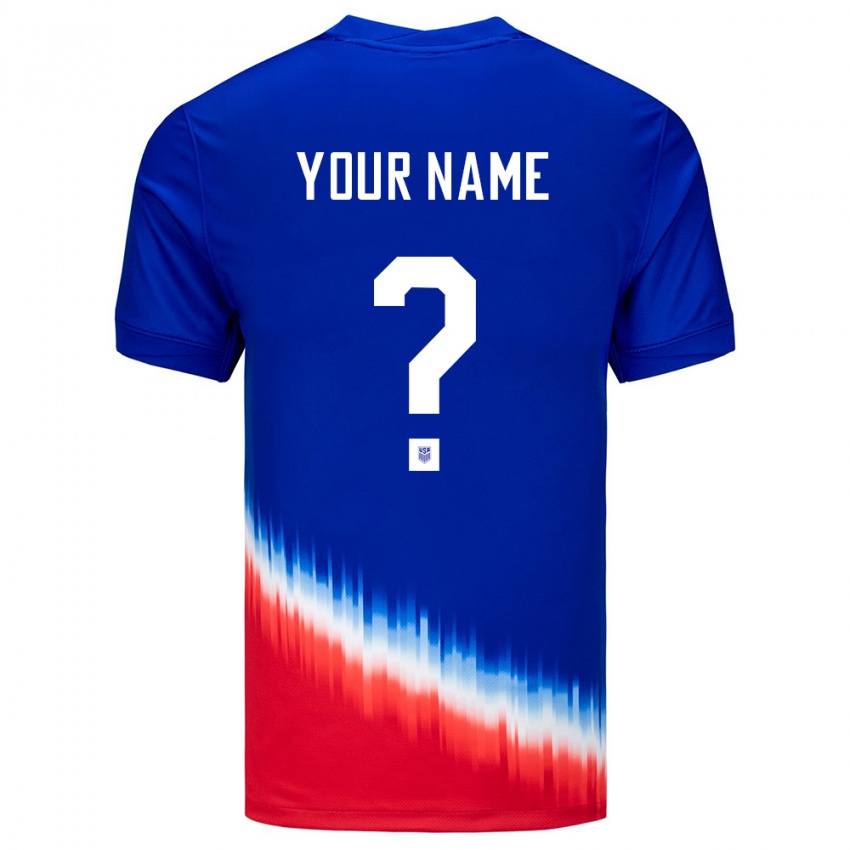 Børn Usa Dit Navn #0 Blå Udebane Spillertrøjer 24-26 Trøje T-Shirt