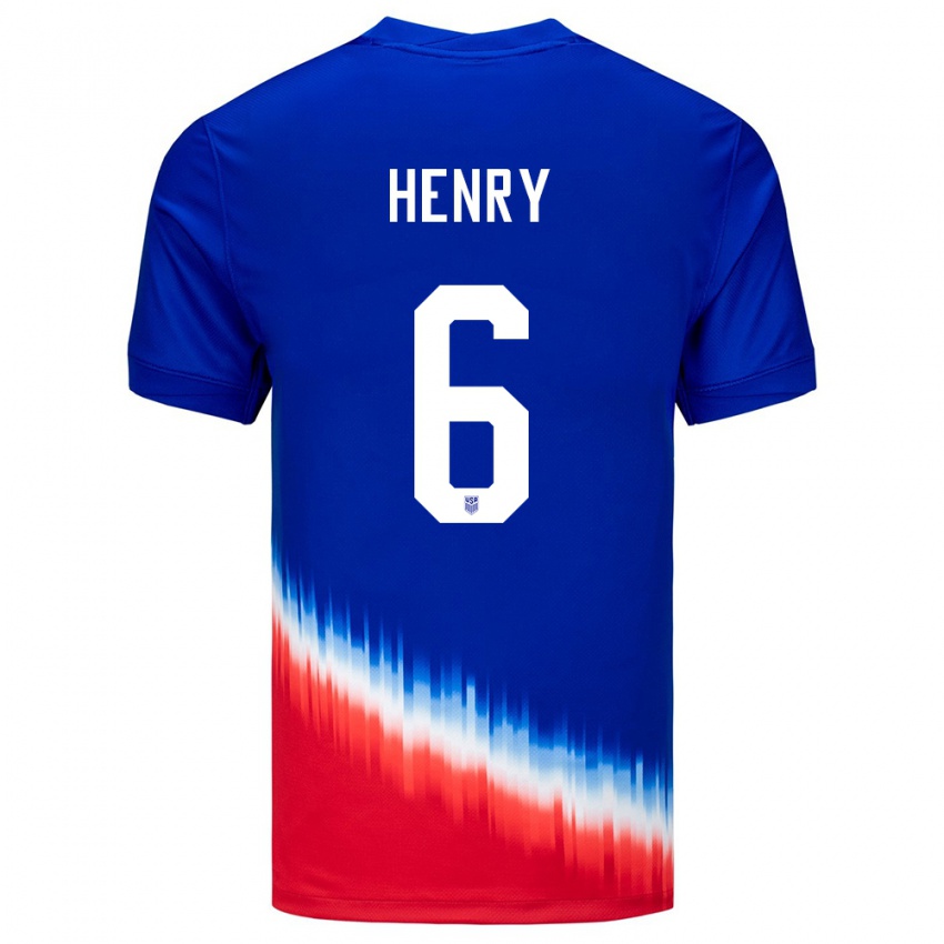 Børn Usa Kobi Henry #6 Blå Udebane Spillertrøjer 24-26 Trøje T-Shirt