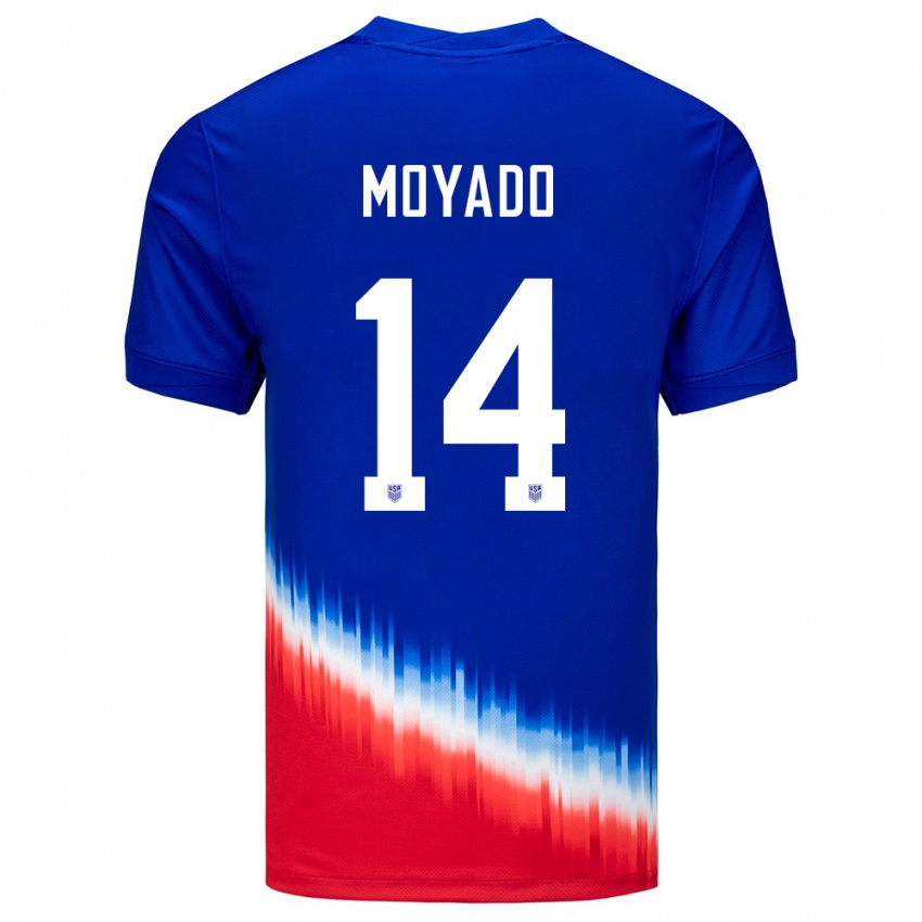 Børn Usa Bryan Moyado #14 Blå Udebane Spillertrøjer 24-26 Trøje T-Shirt