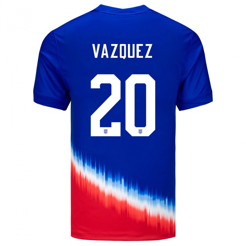 Børn Usa David Vazquez #20 Blå Udebane Spillertrøjer 24-26 Trøje T-Shirt